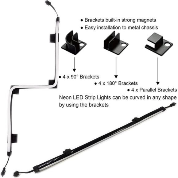 NEON Addressable RGB PC LED Strip, Airgoo 42 LEDs 2x15.7inch Silicone Rubber - Picture 6 of 6
